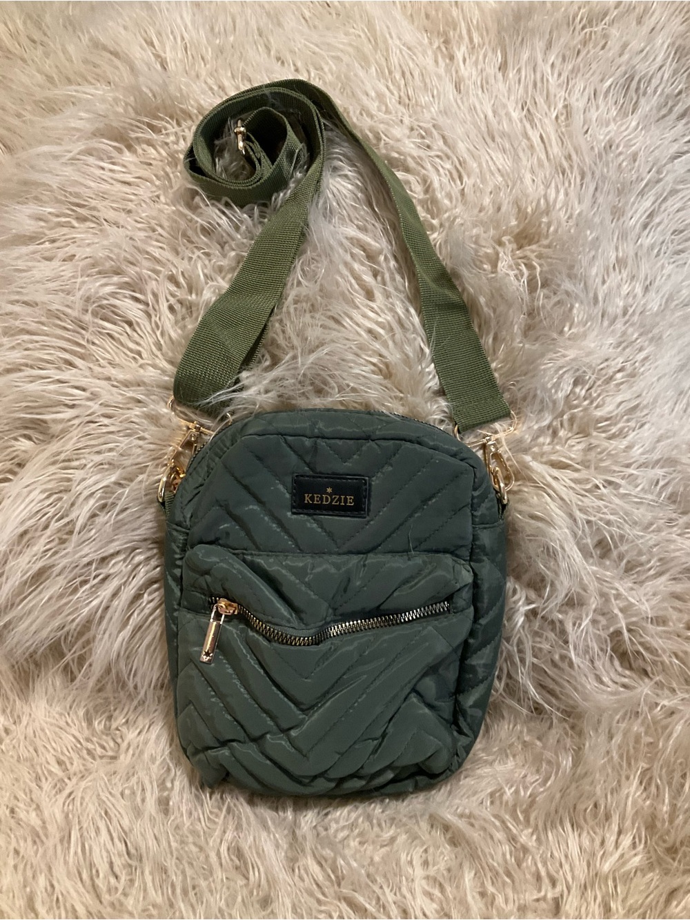 Kedzie Quilted Crossbody Bag in Olive